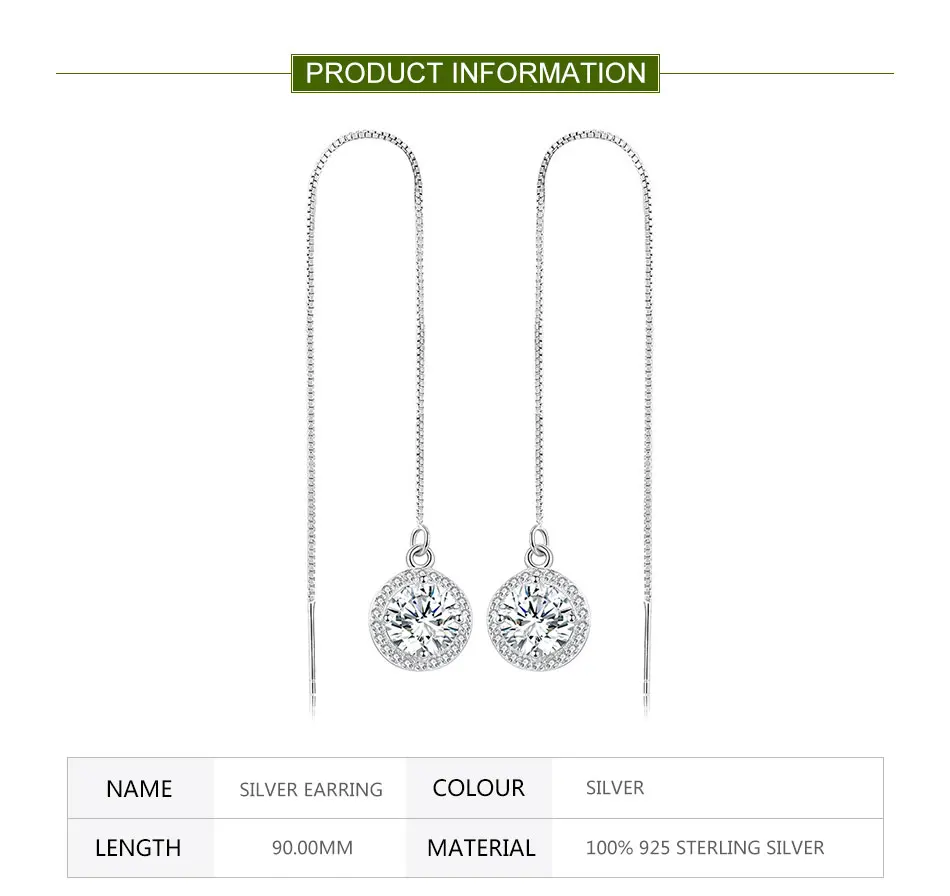 ZDADAN 925 Sterling Silber Kugel-Ohrringe mit blauem Kristall und langer Kette für Damen, Modeschmuck, Geschenk – Detail 1