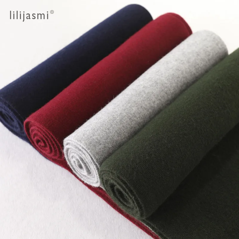 

Thick Solid Color Cashmere Wool Blend Knit Scarf 180*30cm Unisex Women Scarves Long Wool Solid Winter Men Scarf Couples