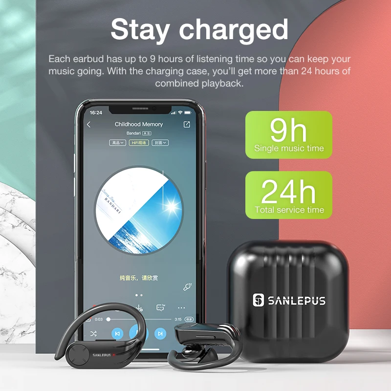 Беспроводные наушники SANLEPUS Bluetooth 5 0 TWS со светодиодным дисплеем гарнитура с