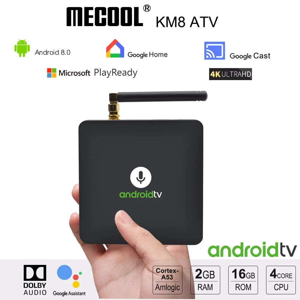 Skywoods Новый MECOOL KM8 ATV Google Голосовое управление Smart TV BOX Android 8 0 Amlogic S905X 2 ГБ DDR3 16 Гб