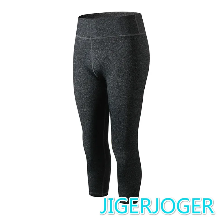 

JIGERJOGER Melange grey High rise womens Cropped Capris pant bell bottom pants waistband a pocket fitness pants women leggings