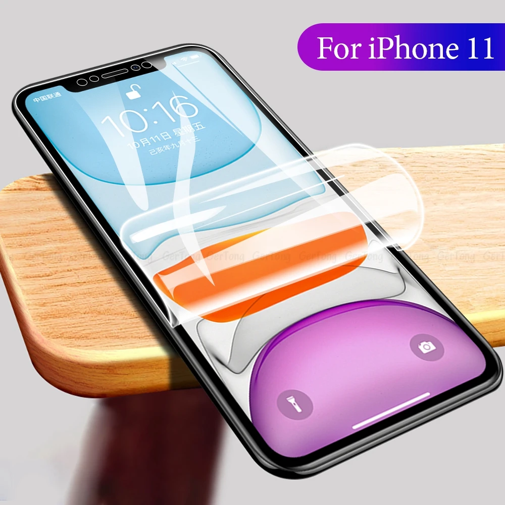 9D Гидрогелевая пленка для iPhone 11 полное покрытие прозрачное Защитное стекло