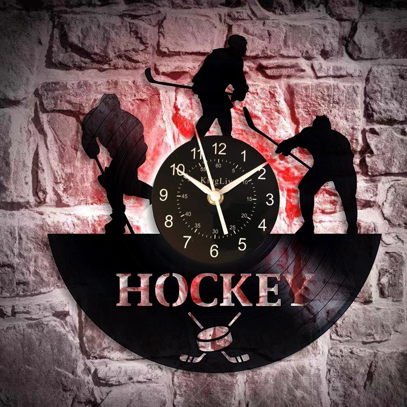 

Hockey Sport Wall Clock Vintage Vinyl Record Retro Wall Clock Large Hockey Sport Art Clock 12 Inch Birthday Gift for Boy