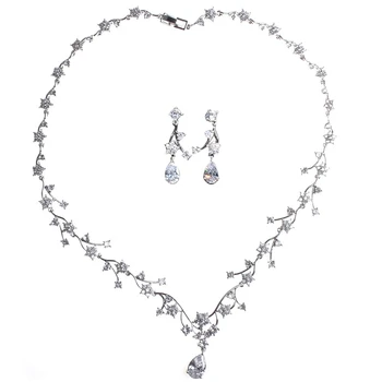 

Women's Wedding Necklace Earrings Accessories Full Cubic Zirconia Bridal Jewelry Set