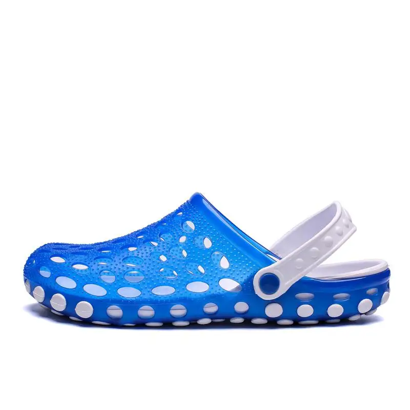 Оригинальные удобные мужские классические сандалии; летняя обувь для пляжного отдыха; шлепанцы без шнуровки для сада; шлепанцы с эффектом омбре - Цвет: Небесно-голубой