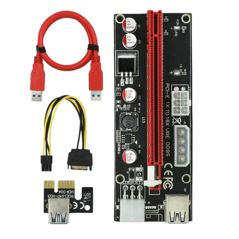 Ver009S Pci Express Riser Card M2 1X 16X Dual 6Pin 4Pin power Pci-E Exte кабель