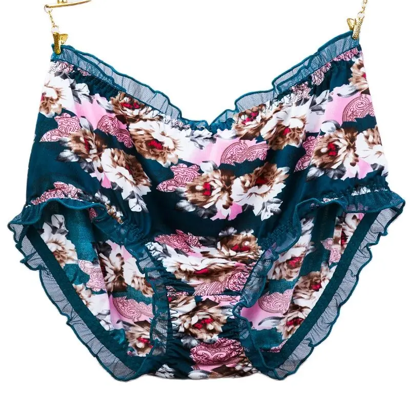 WomenBigSizeHighWaistPantiesPrintLeopardBriefsUnderwearLady