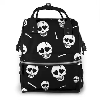 

Mummy Maternity Nappy Bag Hearts And Skulls Large Capacity Nappy Bag Travel Backpack Nursing Bag for Baby Care