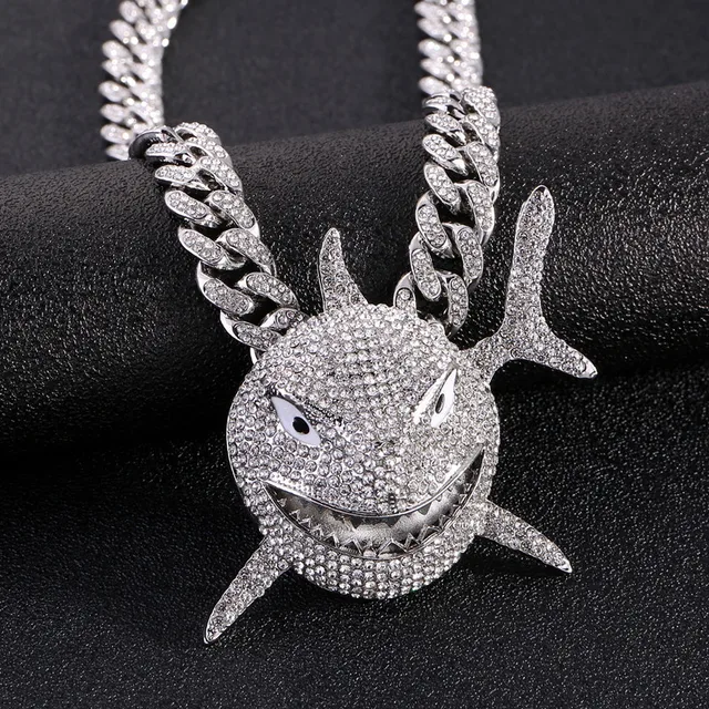 Crystal 6ix9ine Shark Pendant Necklace 