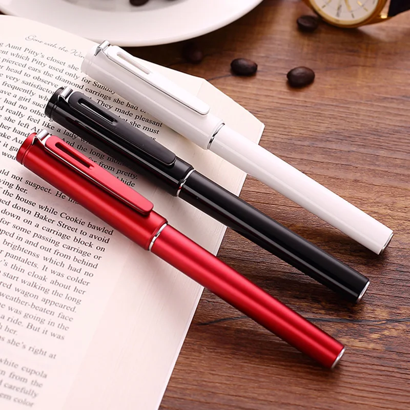 

1pc Gift Fountain Pen Red White Black 0.5mm EF Stainless Steel Nib Student Handwriting Pens with Gift Case