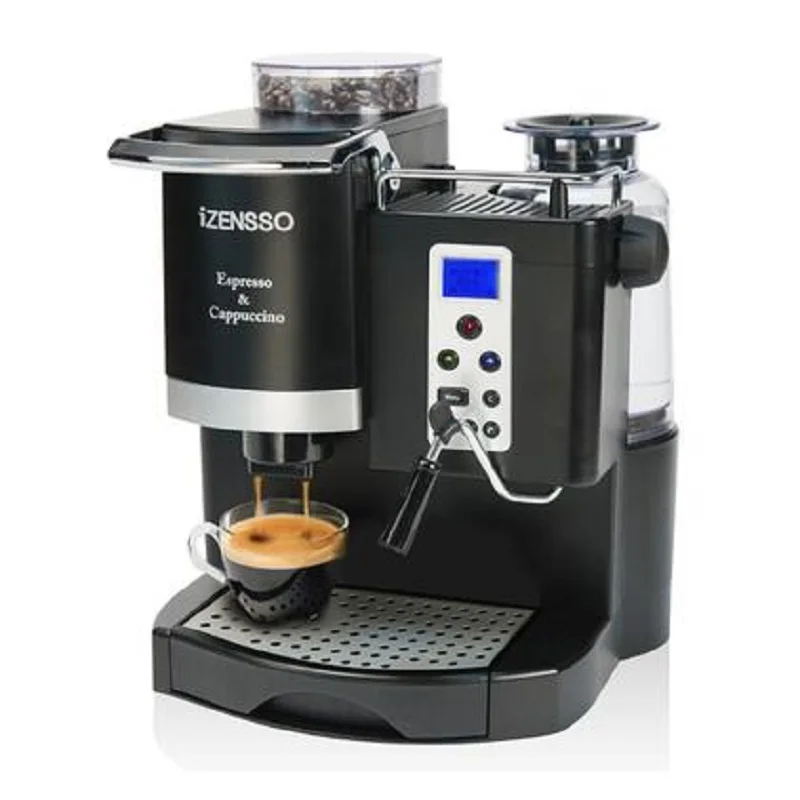 IZENSSO Новый upgradeEspresso & Cappuccino кофе машина с Бобом помола пивоварения система легко