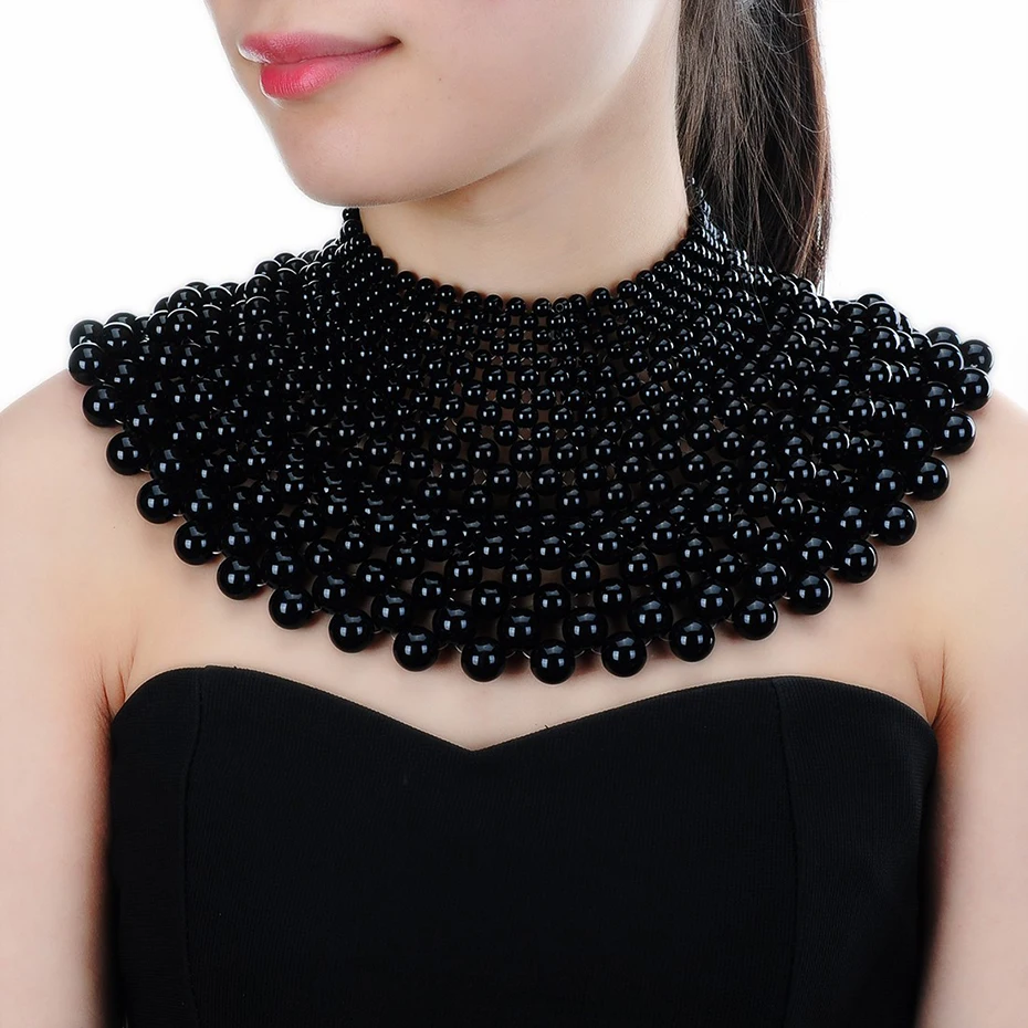 Ceny 12 kolorów Chunky komunikat naszyjnik dla kobiet na szelkach kołnierz Choker naszyjnik z pereł Maxi biżuteria moda duże biżuteria prezent kolye