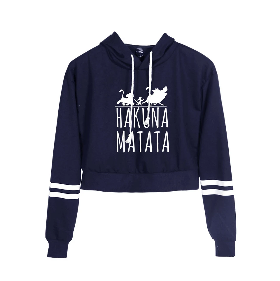  The Lion King Hakuna Matata Printing Fashion Hoodies Women High waist Sweatshirt Summer Trend Casua
