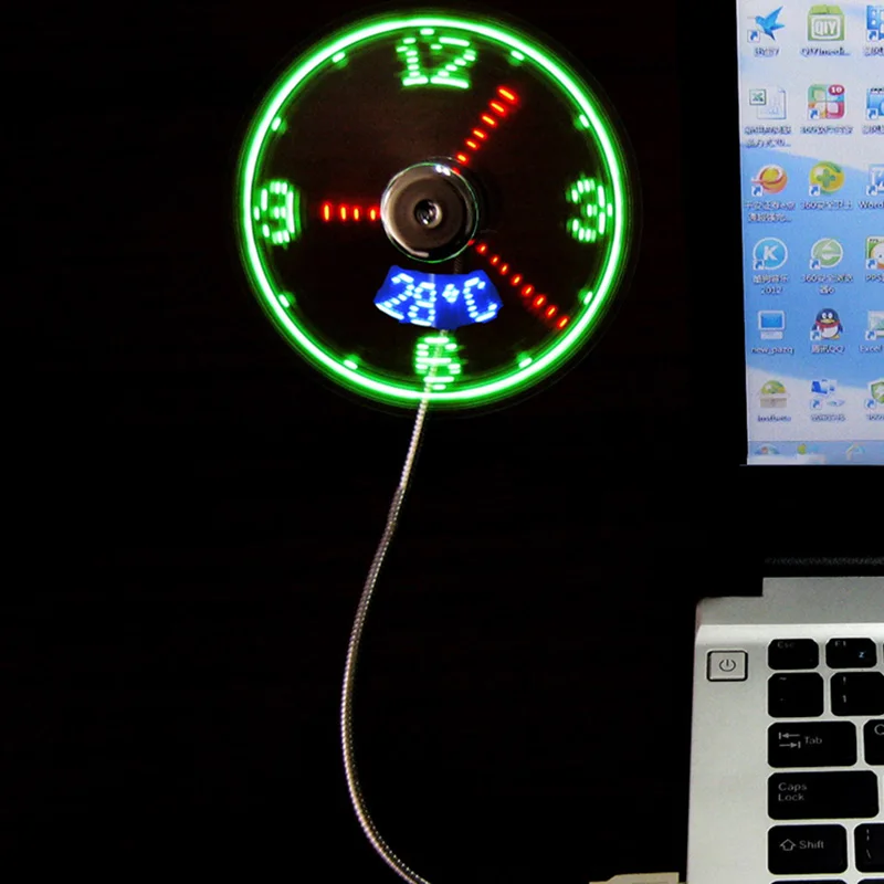 

portable USB Mini Fans LED Clock Cooling for Office Home Travel For laptop PC Notebook real durable Adjustable QP2