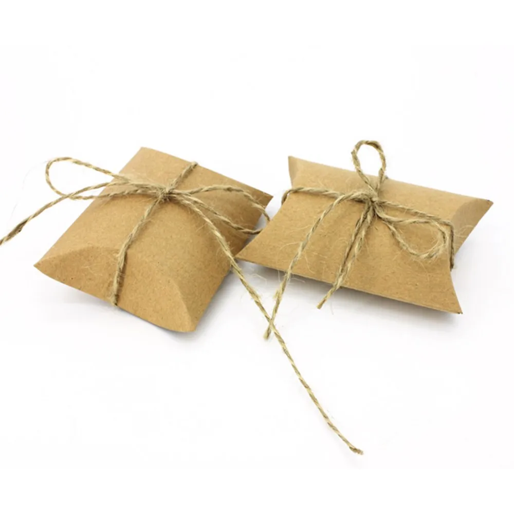 50 шт крафт-бумага Подушка Коробка для свадебного подарка вечерние любимые подарочные коробки для конфет Домашняя вечеринка день рождения поставка