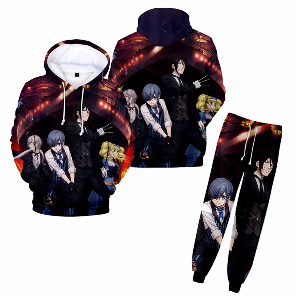 Black Butler Anime Hoodies 3D Pullovers Men Women Sweatshirts Hooded Pockets Casual Streetwear Sweater Outfits Top Sportswear black butler anime shower curtain for bathrooms bathroom accessorys bathroom shower curtain