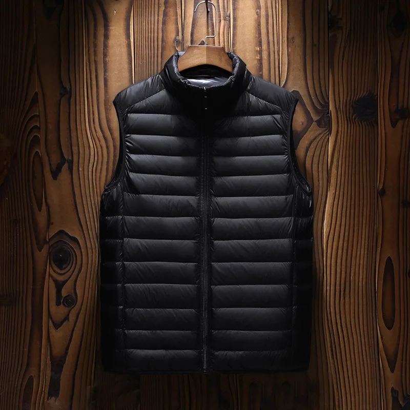 Ultralight Men's Down Vest Winter Warm White Duck Down Puffy Padded Waistcoat Basic Windproof Jacket Outwear Male Clothes