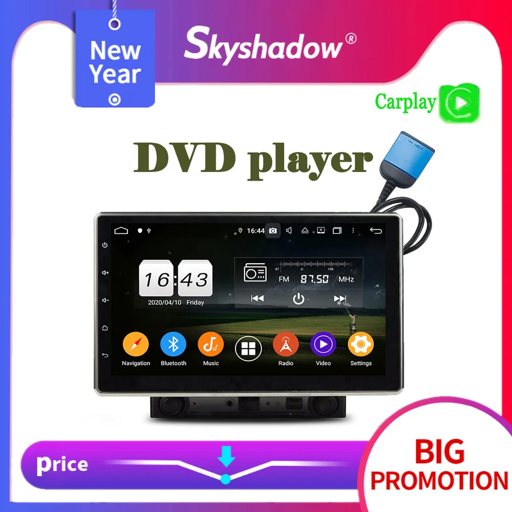 Автомобильный DVD плеер Carplay PX6 10 1 дюйма Android 64 ГБ + 4 Гб LTE GPS RDS радио Wi Fi Bluetooth 5 0 2Din