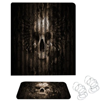 

New Scary Rusty Rotten Skull Halloween Shower Curtain and Bath Mat Set Waterproof Polyester Bathroom Fabric for Bathtub Art De