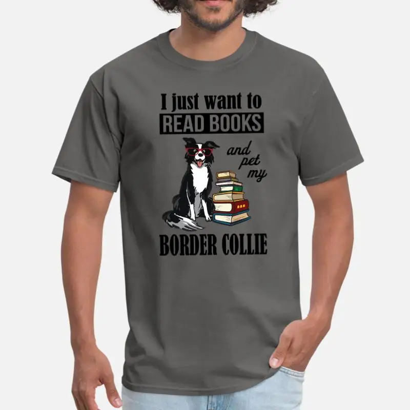 Border Collie Мужская футболка из хлопка с круглым вырезом, забавная повседневная мужская футболка, размер Xxxl 4xl 5xl, одежда в стиле хип-хоп - Цвет: Men-Charcoal