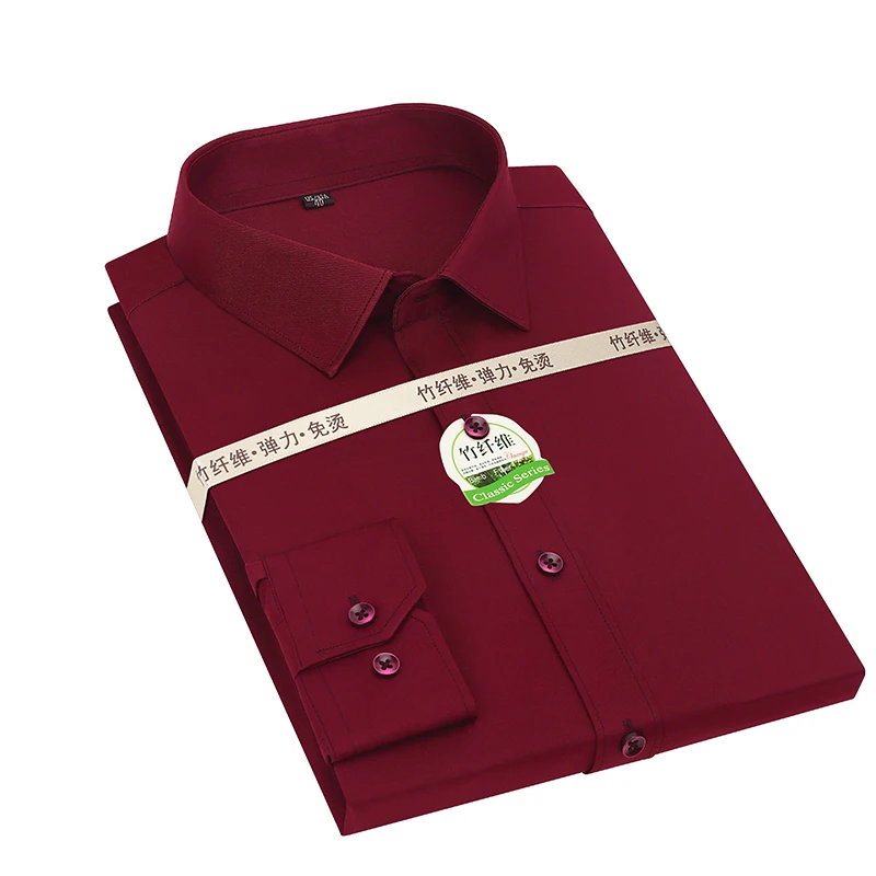 Aoliwen brand Men's shirt 2020 men high-quality long-sleeved casual solid color slim men's formal bamboo fiber | Мужская одежда