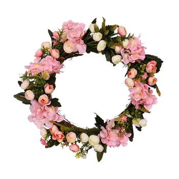

Big deal Artificial Camellia Hydrangea Wreath Simulation Rose Flowers Garland Decor Home Door Lintel Wreath