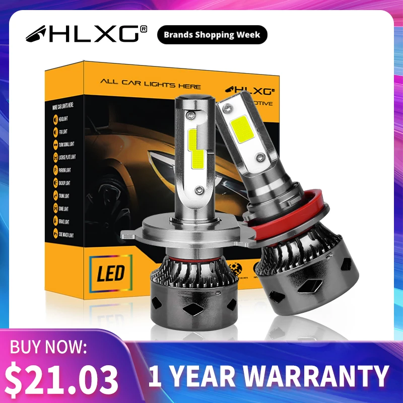 HLXG Автомобильные Компактные H7 LED с Обманкой Canbus 8000К H4 H11 H8 9006 HB4 Светодиодные Лампы