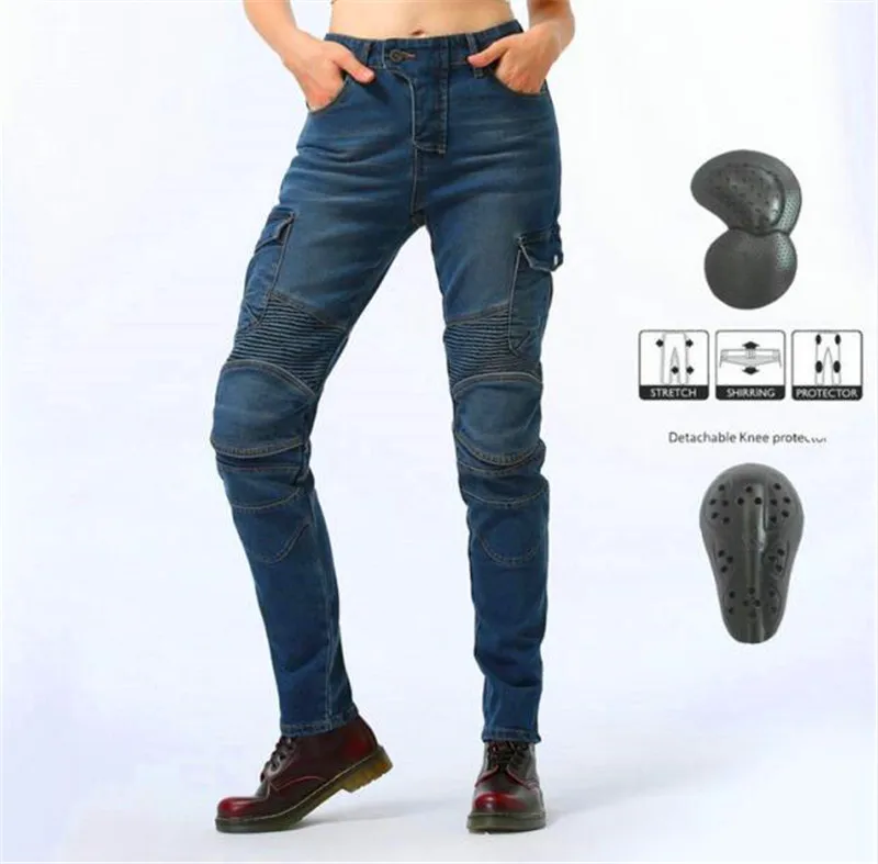 calça jeans feminina personalizada para calça casual esportiva com proteção para andar de moto corrida