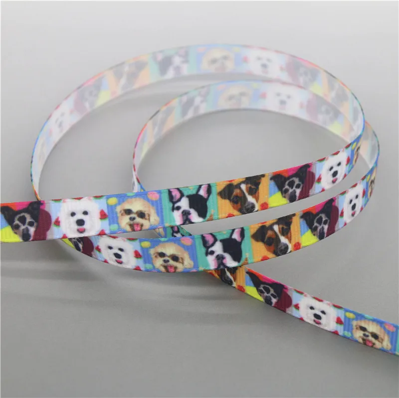 Love dog cat animal printed grosgrain ribbon 3/8'' 5yards Accessory hairbow headwear DIY decoration 9mm C1829