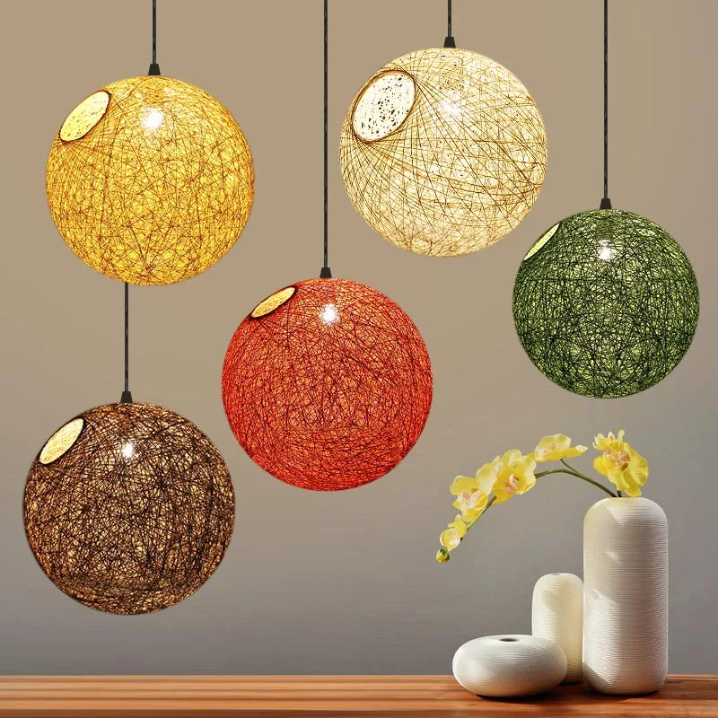 Hemp Ball pendant lights modern Dining room Cofe Restaurant hanging Light Rural Cany Pendant Lamp Decoration lighting fixtures | Лампы и