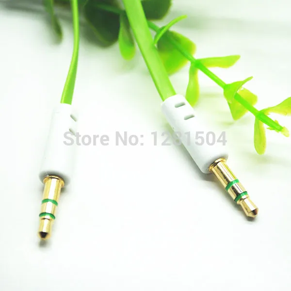 3 5mm to 3 5mm Colorful Noodle flat type Car Aux audio Cable Headphone Stereo Extended Cable for iphone Mobile phones 2000pcs