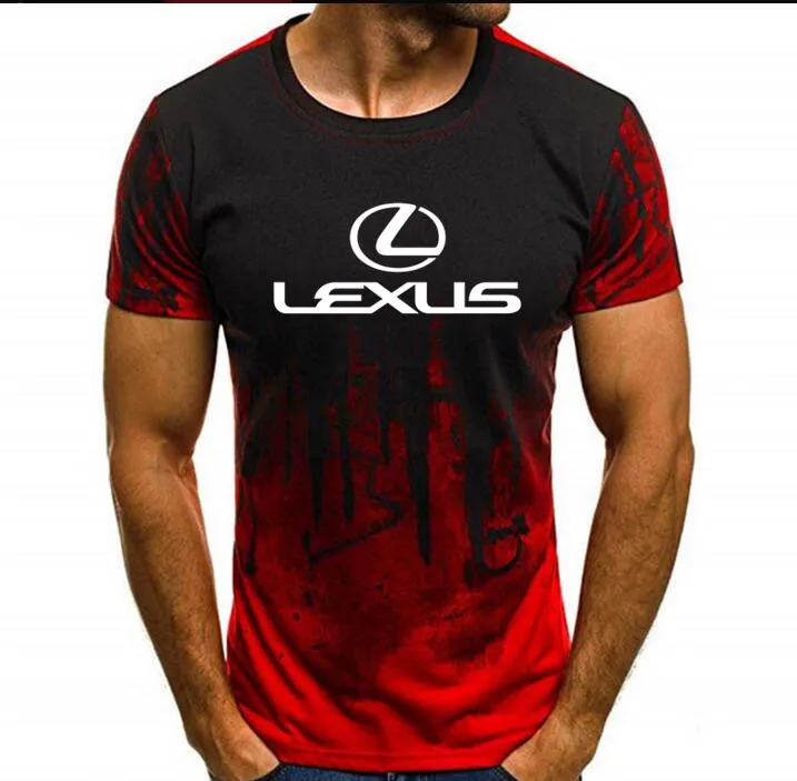 Футболка с логотипом Lexus, модные футболки с круглым вырезом и буквенным принтом, камуфляжная футболка с коротким рукавом - Цвет: Красный
