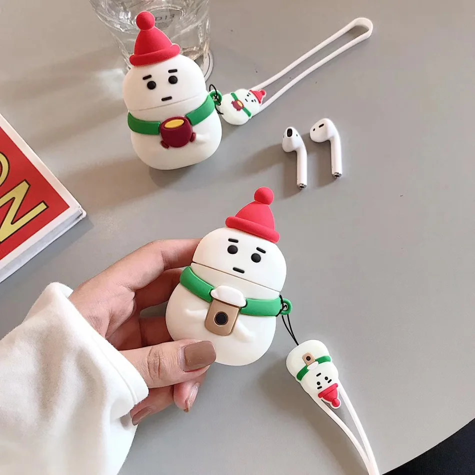 3D чехол для наушников для AirPods 2 чехол силиконовый Рождественский милый мультяшный протектор для наушников/Earbods чехол для Apple Air pods чехол 1