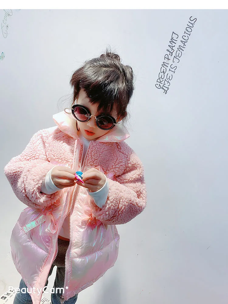 Детская зимняя куртка для маленьких девочек; детские розовые парки; зимние пальто и верхняя одежда для девочек; синие парки; лоскутные шерстяные куртки