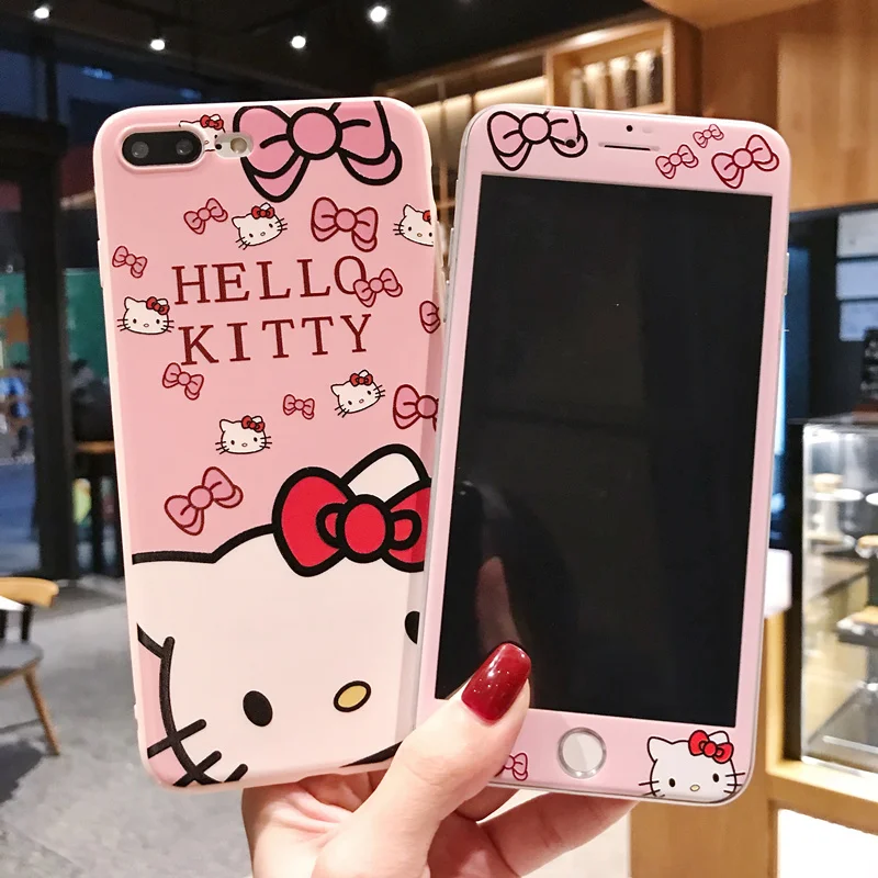 Милый мультяшный розовый чехол Hello Kitty для телефона iphone 11 pro max XR XS Max X 8 7 6Plus SE 2020