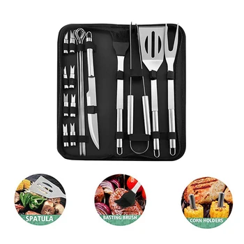 

BBQ Set Barbecue Grilling Tools Set Stainless Steel BBQ Utensil Accessories Camping Outdoor Cooking Tools Kit With Carry Bag Box