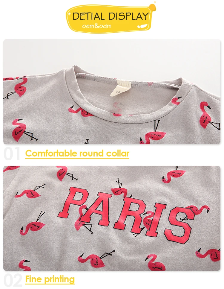 Pink Flamingo Pattern Children'S Little Girl Kids Summer Clothes Suit Pink Girl 2 Piece Clothing Matching Skirt 2Pc Set