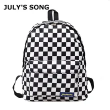 JULY'S SONG белый и черный клетчатый рюкзак унисекс для путешествий рюкзак для ноутбука школьные сумки для книг Повседневный Женский Мужской рюкзак