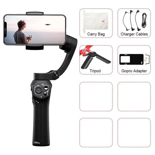 w tripod adapter Snoppa Atom 3-осевой портативный монопод с шарнирным замком складной карманный Дрон-Размер затрудняетесь в выборе правильного размера? Стабилизатор для iPhone X huawei p30 Gopro hero 7 PK DJI OSMO Mobile 2 - Цвет: w tripod adapter