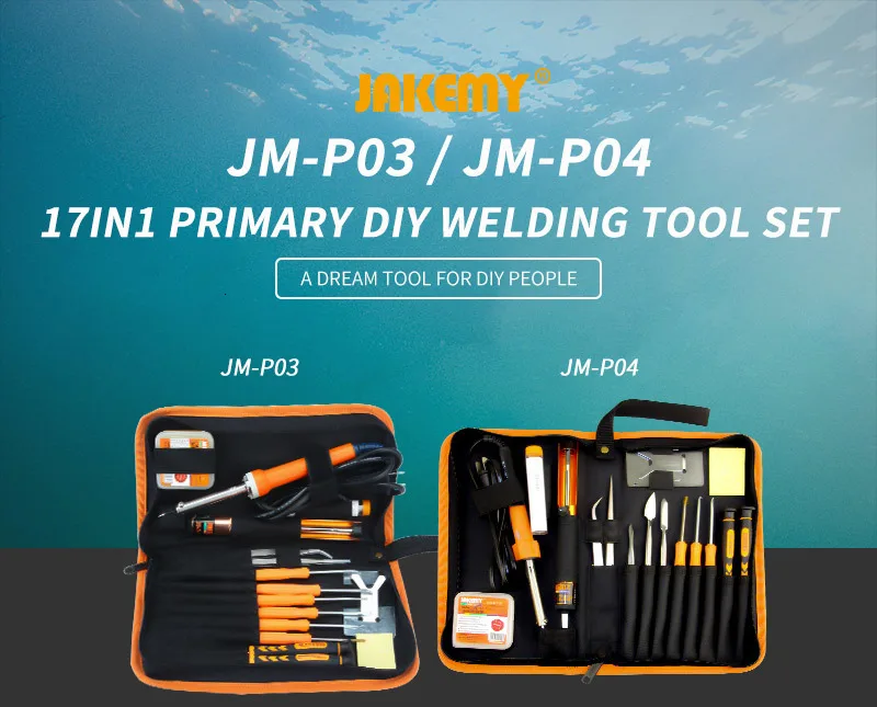 JAKEMY JM-P03 P04 Primary Finely Processed Portable DIY Repair Welding Tool Set soldering iron kit for mobile phone computer