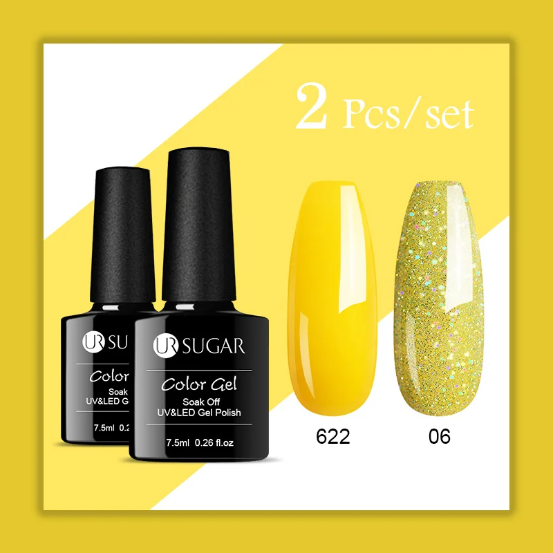 Set 35 Ur Sugar 2 шт./компл. голографический Блестящий Гель-лак для ногтей на Цвет Led гель Лаки! полупостоянная Soak Off Гель лак для ногтей с блестками - Цвет: Set 35