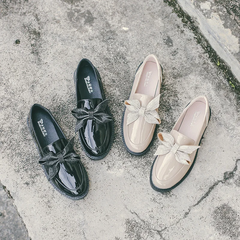 

Students Small Leather Shoes Women's Korean-style New Style Bow Patent Leather Shoes Versitile Fashion Fashion Shoes