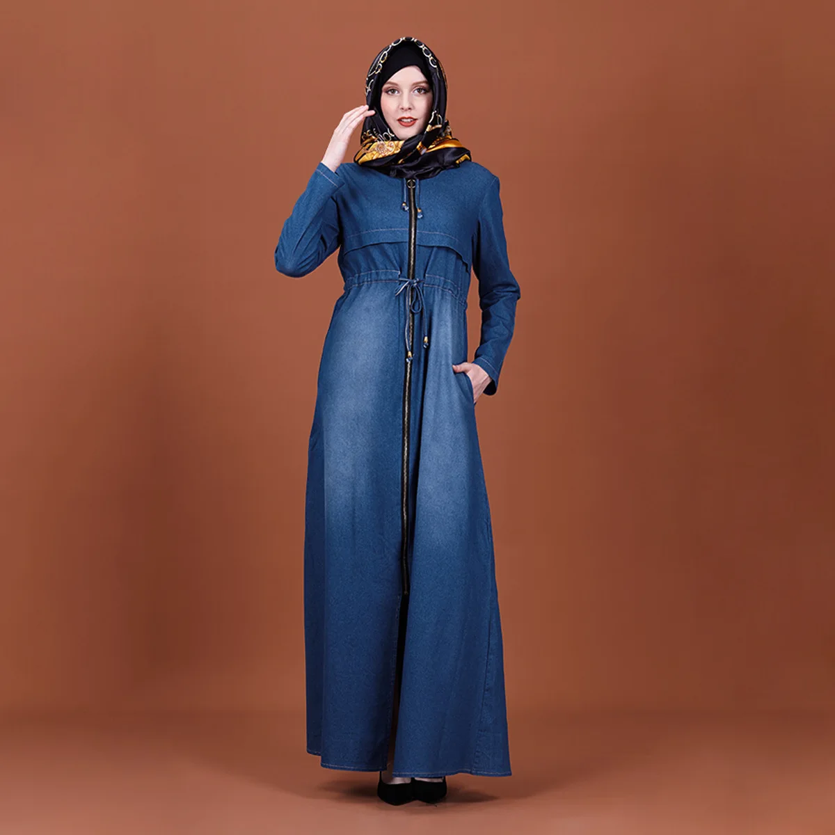 2020 Fashion Denim Muslim Dress Summer Kaftan Abaya Dubai Abayas For Women Hooded Slim Fit Pocket Caftan Robe Islamic Clothing Islamic Clothing Aliexpress