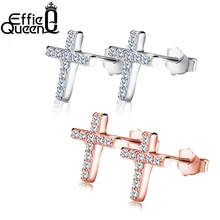 Effie queen новая модная обувь с украшением в виде кристаллов, серьги со шпилькой, для Горячая распродажа; женская обувь кубический циркон прекрасный крест, серьги женские ювелирные изделия DE132