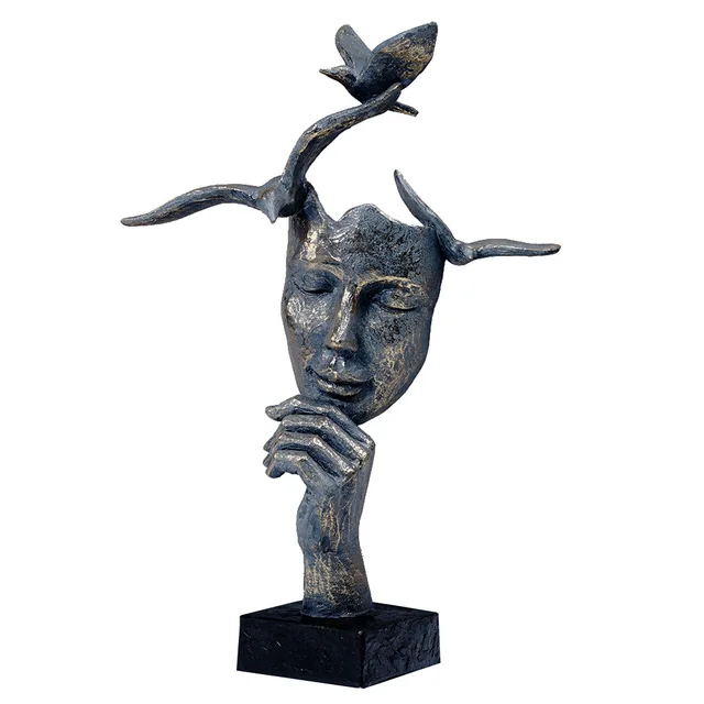 Sculpture Head Modern Abstract Art Resin Statue Decoration  2