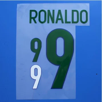 

1998 Retro Brazil No. 9 Ronaldo printed number football stamping patch badge