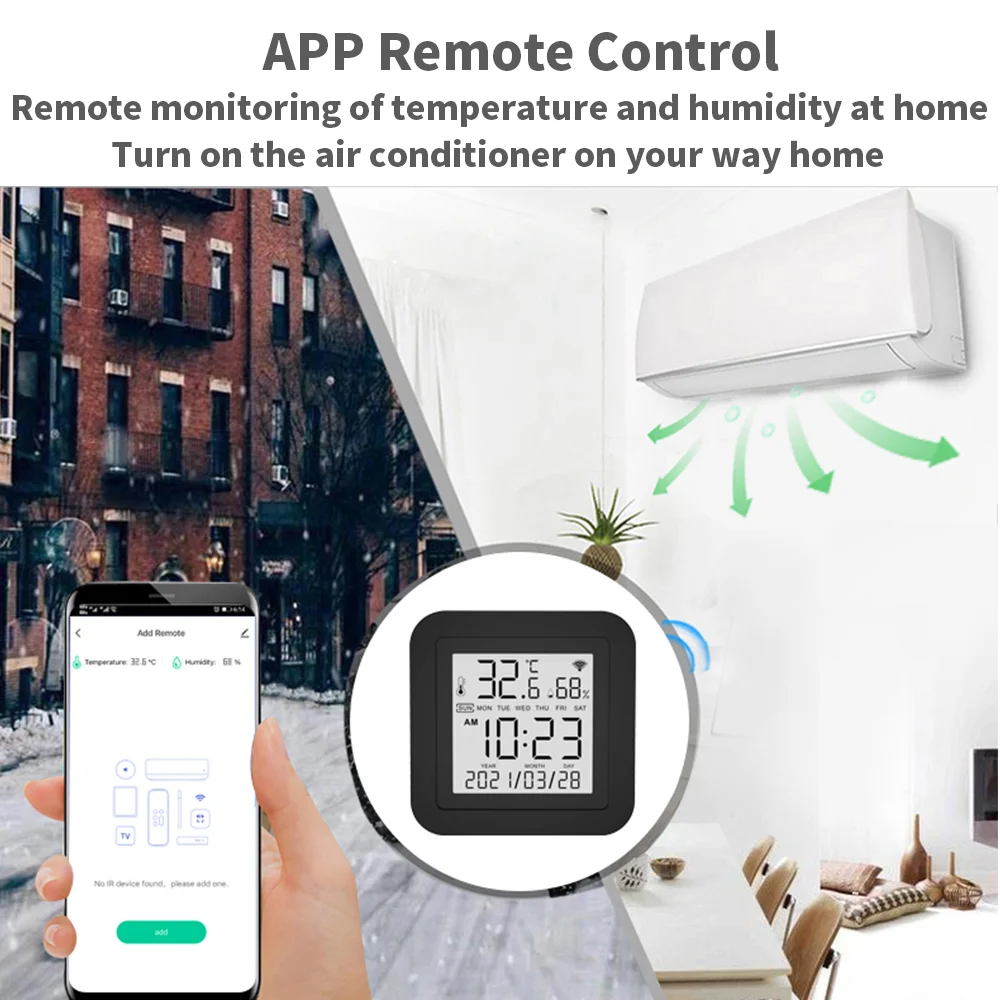 Sensor de Data e Temperatura para Ar-condicionado Funciona com Alexa Tuya Wi-fi Smart Google Home ir - Image 2