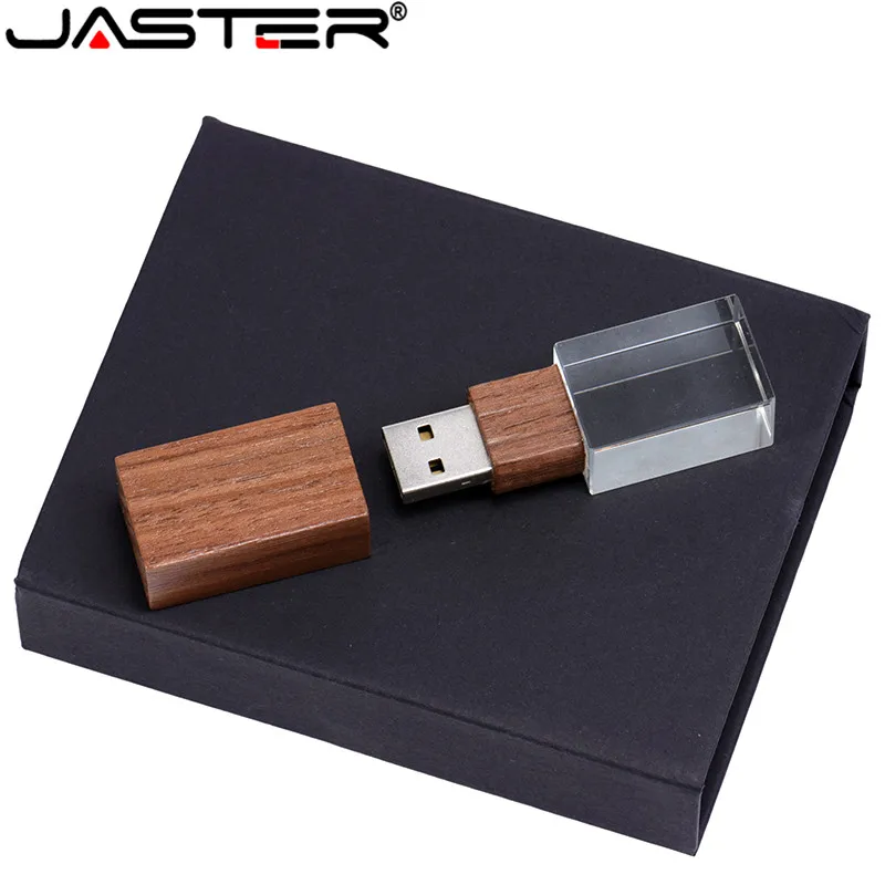 JASTER Walnut Crystal usb 2,0 4 ГБ 8 ГБ 32 ГБ 64 Гб 128 ГБ флеш-накопитель с черной упаковочной коробкой(10 шт. бесплатный логотип