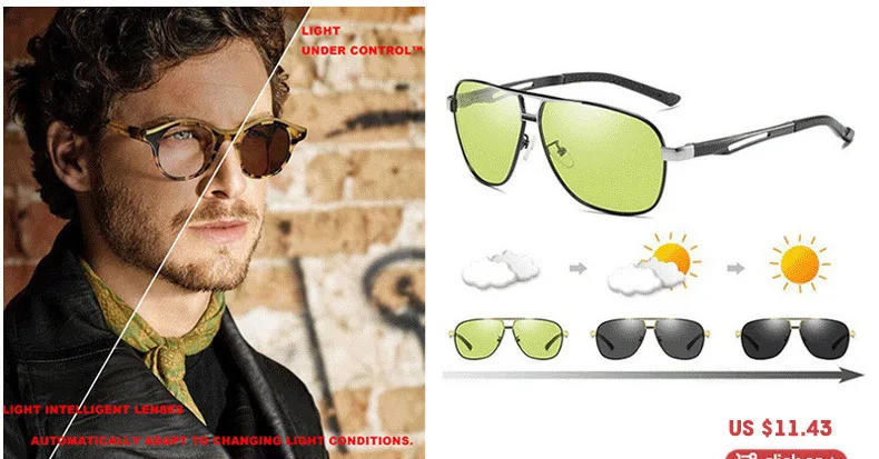 YOK'S, поляризованные солнцезащитные очки ночного видения, мужские, брендовые, антибликовые, для вождения, очки пилота, алюминиевые, желтые, оттенки, солнцезащитные очки, новинка, HN1217