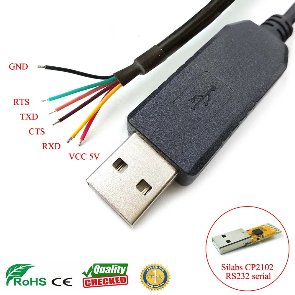Cable Length: 180cm, Color: 4c TXD RXD GND VCC Computer Cables win8 10 Android mac cp2102 USB rs232 Serial Cable for Scanner PLC mcu CPU pos